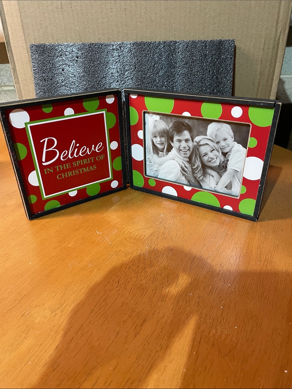 Holiday 'Believe' Polka Dot Double Picture Frame